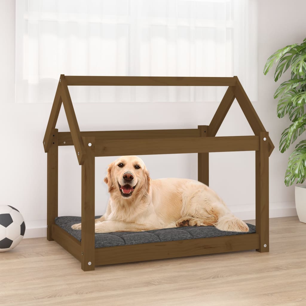 Dog Bed | Honey Brown | Solid Pine Wood | 81x60x70 cm | Durable | Dog Bed