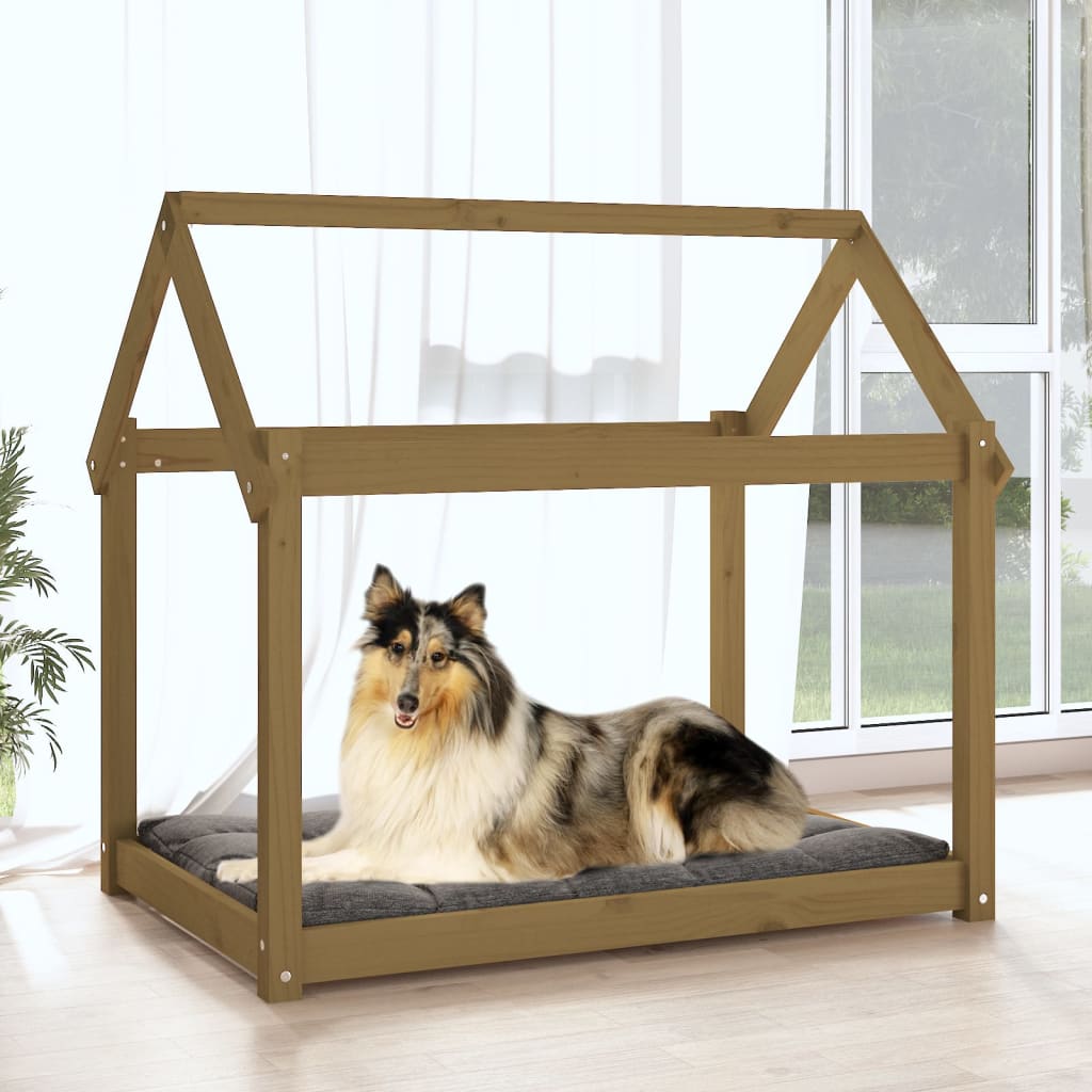 Dog Bed | Honey Brown | Solid Pine Wood | Medium | Simple | Dog Bed