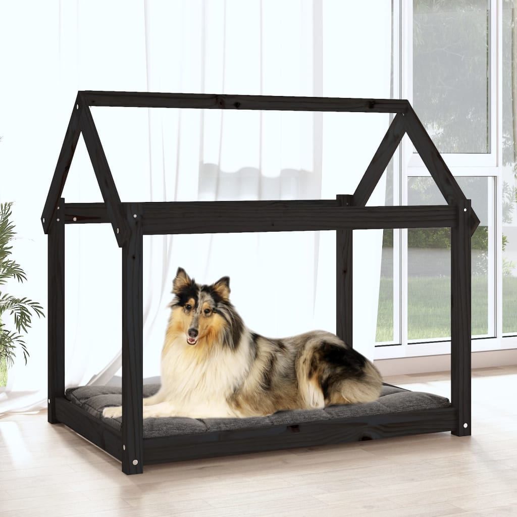 Dog Bed | Black | Solid Pine Wood | Medium | Durable | Dog Bed