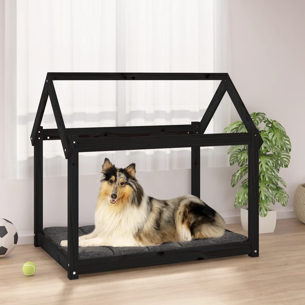 Dog Bed | Black | Solid Pine Wood | Medium | Durable | Dog Bed