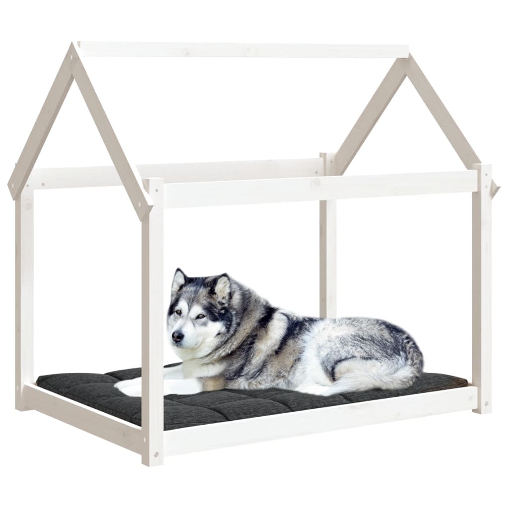 Dog Bed | White | Solid pinewood | Large | Tough | Dog Bed | Rectangular