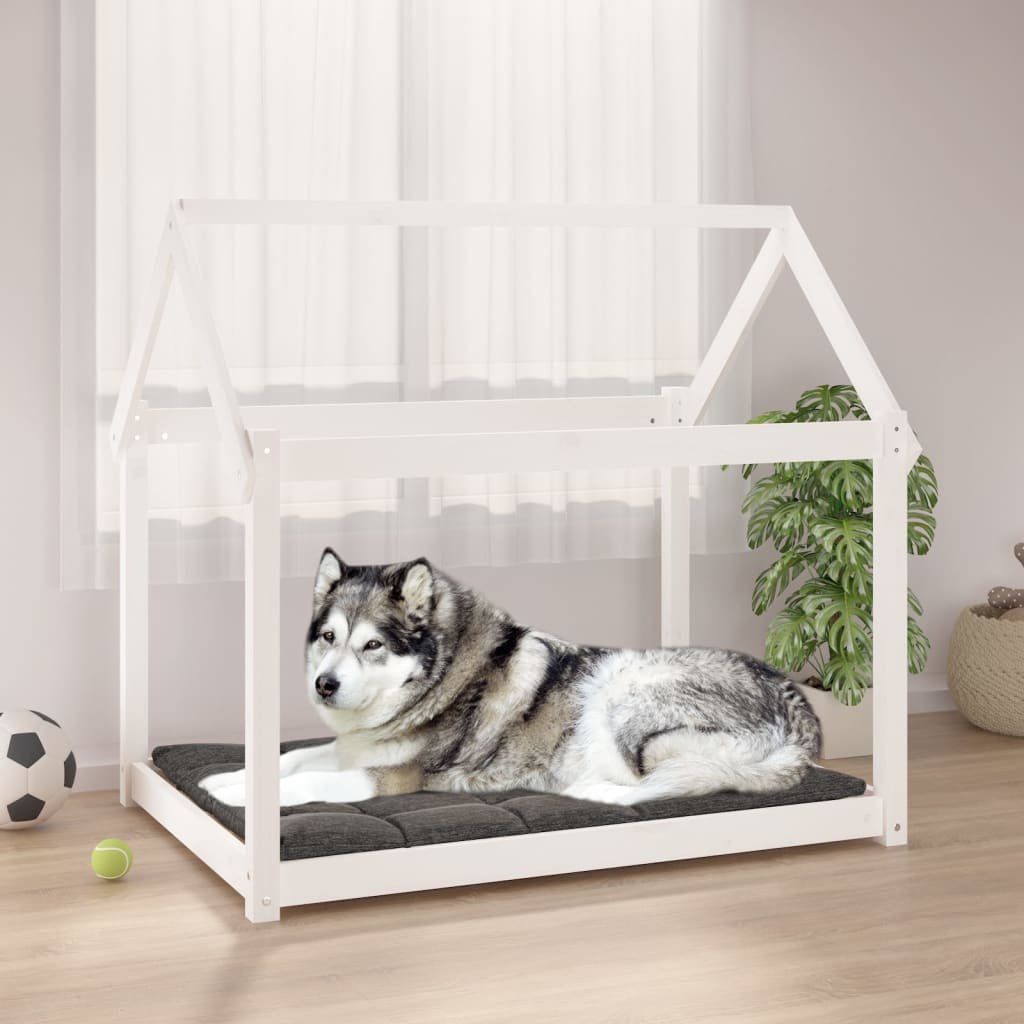 Dog Bed | White | Solid pinewood | Large | Tough | Dog Bed | Rectangular