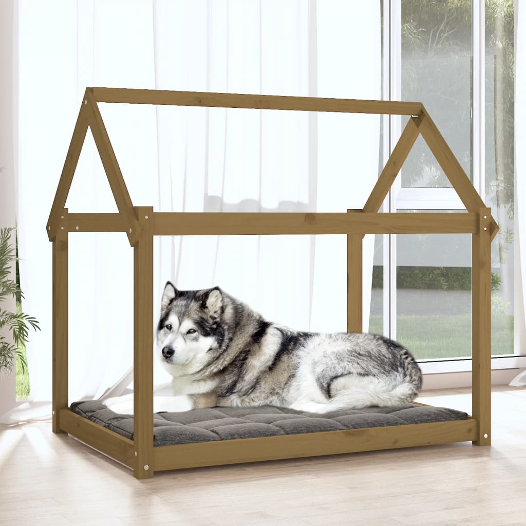 Dog Bed | Honey Brown | Solid Pine Wood | Medium | Durable | Dog Bed