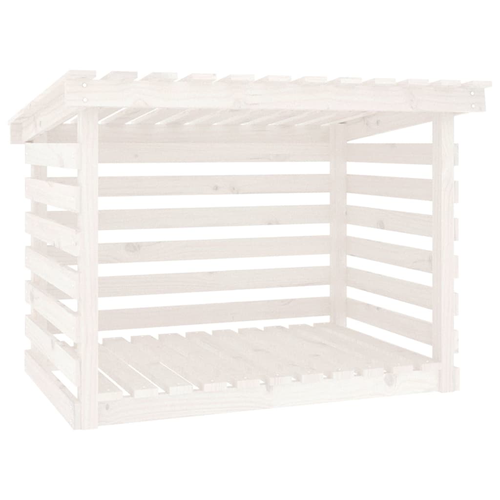 Firewood Rack White 108x73x79 cm Solid Wood Pine