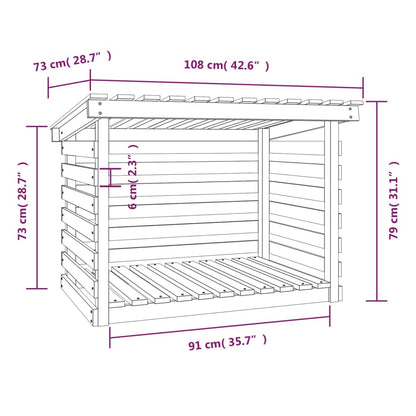 Firewood Rack White 108x73x79 cm Solid Wood Pine