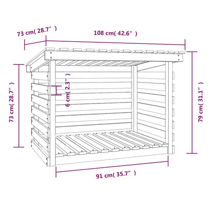 Firewood Rack White 108x73x79 cm Solid Wood Pine