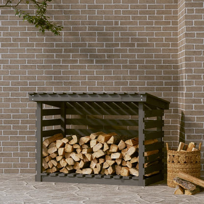 Firewood Rack Grey 108x73x79 cm Solid Wood Pine