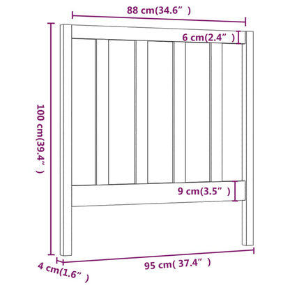 Bed Headboard Grey 95x4x100 cm Solid Wood Pine