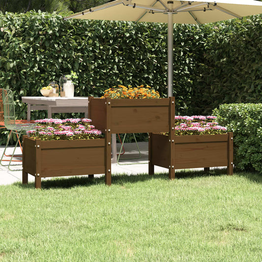 Planter Honey Brown 178.5x44x75 cm Solid Wood Pine