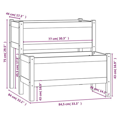 Planter White 84.5x84x75 cm Solid Wood Pine