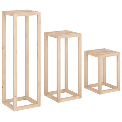 3 Piece Plant Stand Set Solid Wood Pine