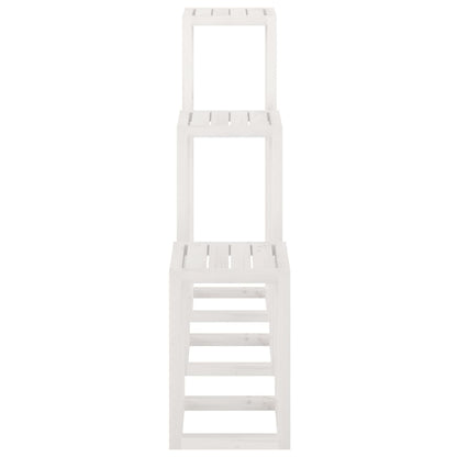 3 Piece Plant Stand Set White Solid Wood Pine