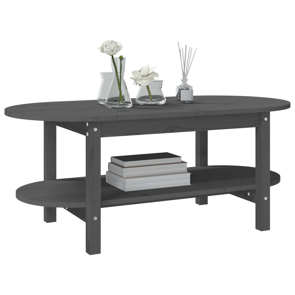 Coffee Table Grey 110x55x45 cm Solid Wood Pine