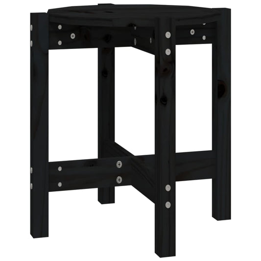 Coffee Table Black Ø 42.5x45 cm Solid Wood Pine