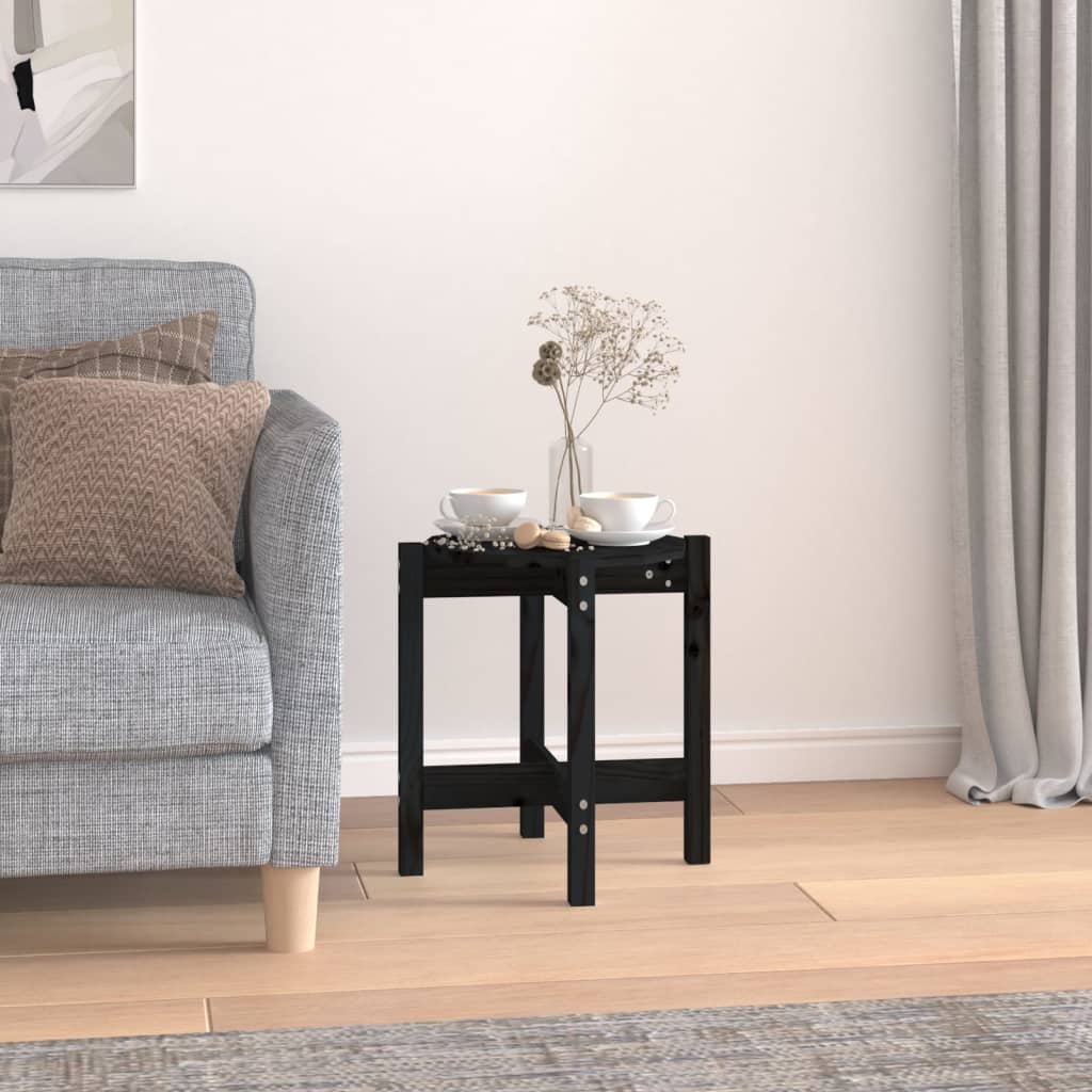 Coffee Table Black Ø 42.5x45 cm Solid Wood Pine
