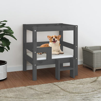 Dog Bed | Grey | Solid pinewood | 55.5x53.5x60 cm |  Durable  | Dog Bed