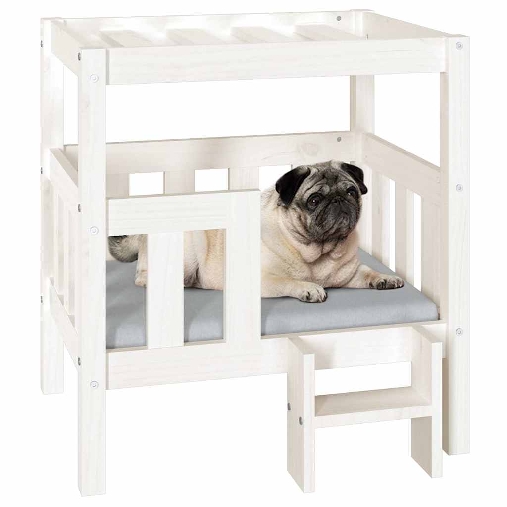 Dog Bed | White | Solid Pine Wood | Medium | Sturdy | Dog Bed | Rectangle