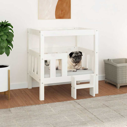 Dog Bed | White | Solid Pine Wood | Medium | Sturdy | Dog Bed | Rectangle