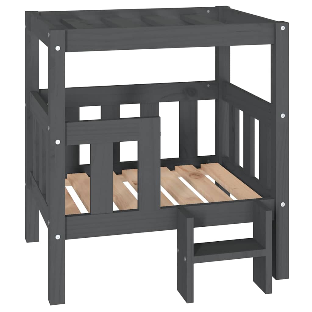 Dog Bed | Grey | Solid Pine Wood | Medium | Durable | Rectangular