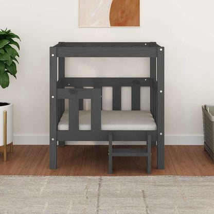 Dog Bed | Grey | Solid Pine Wood | Medium | Durable | Rectangular