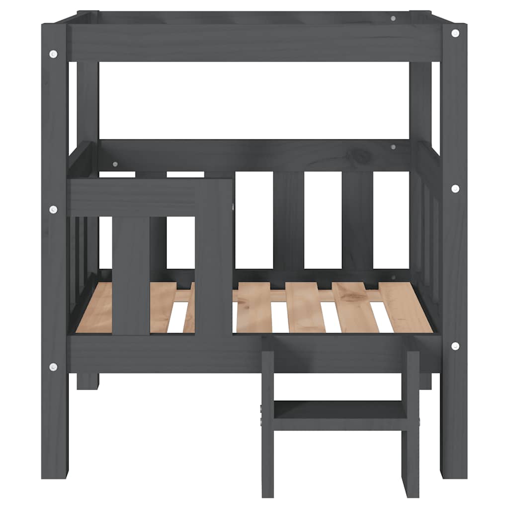 Dog Bed | Grey | Solid Pine Wood | Medium | Durable | Rectangular