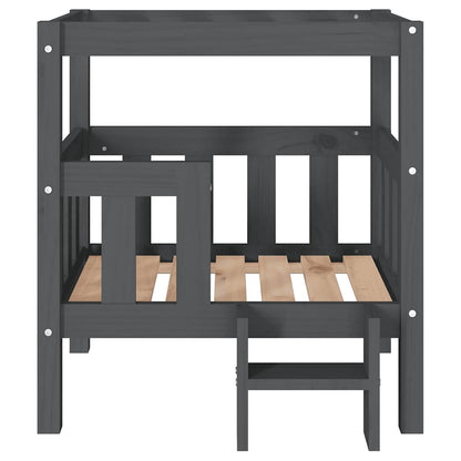 Dog Bed | Grey | Solid Pine Wood | Medium | Durable | Rectangular