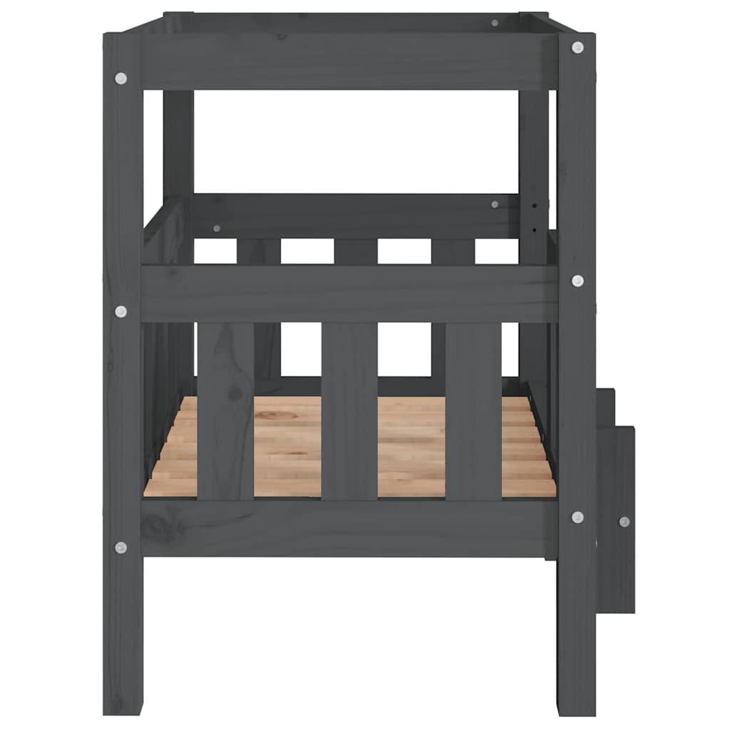 Dog Bed | Grey | Solid Pine Wood | Medium | Durable | Rectangular