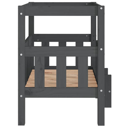 Dog Bed | Grey | Solid Pine Wood | Medium | Durable | Rectangular
