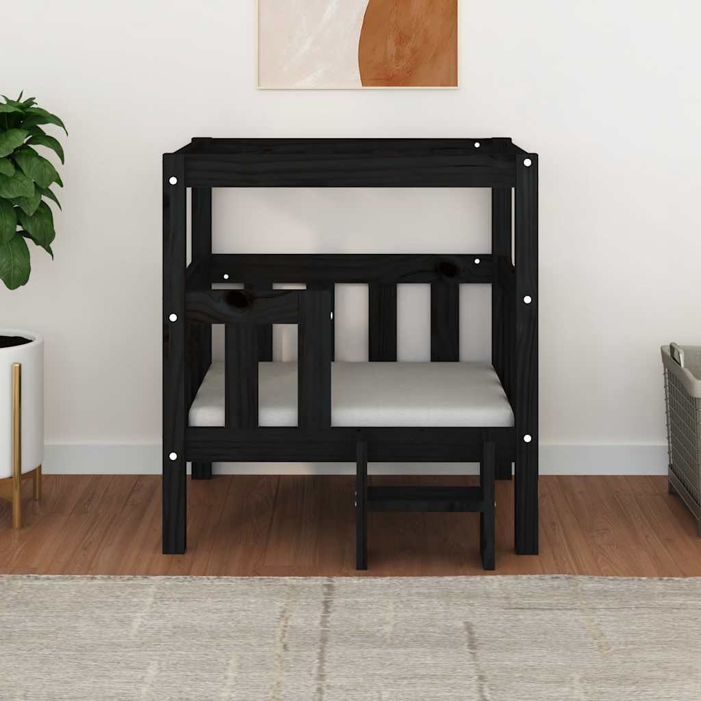 Dog Bed | Black | Solid Pine Wood | Medium | Durable | Dog Bed
