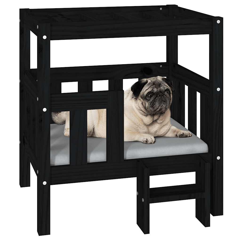 Dog Bed | Black | Solid Pine Wood | Medium | Durable | Dog Bed