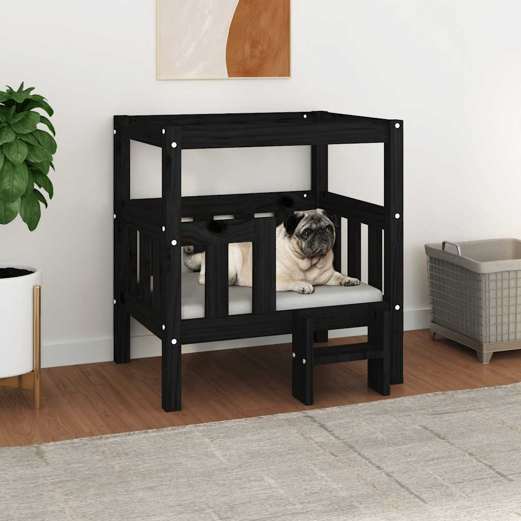 Dog Bed | Black | Solid Pine Wood | Medium | Durable | Dog Bed