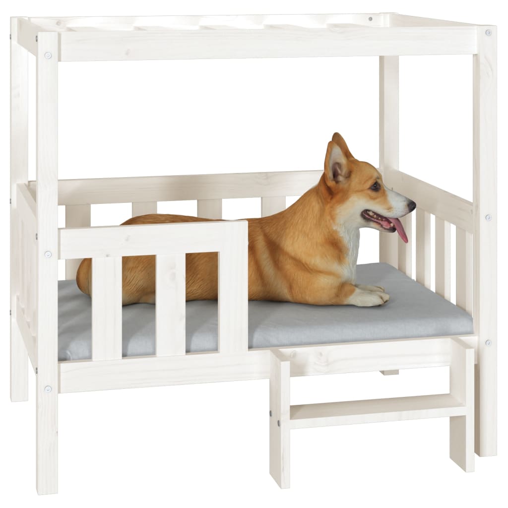 Dog Bed | White | Solid pinewood | Medium | Dog Bed | Rectangular