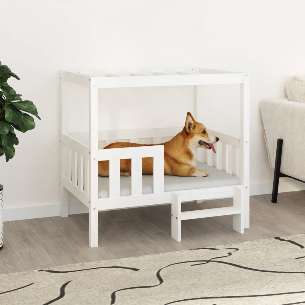 Dog Bed | White | Solid pinewood | Medium | Dog Bed | Rectangular
