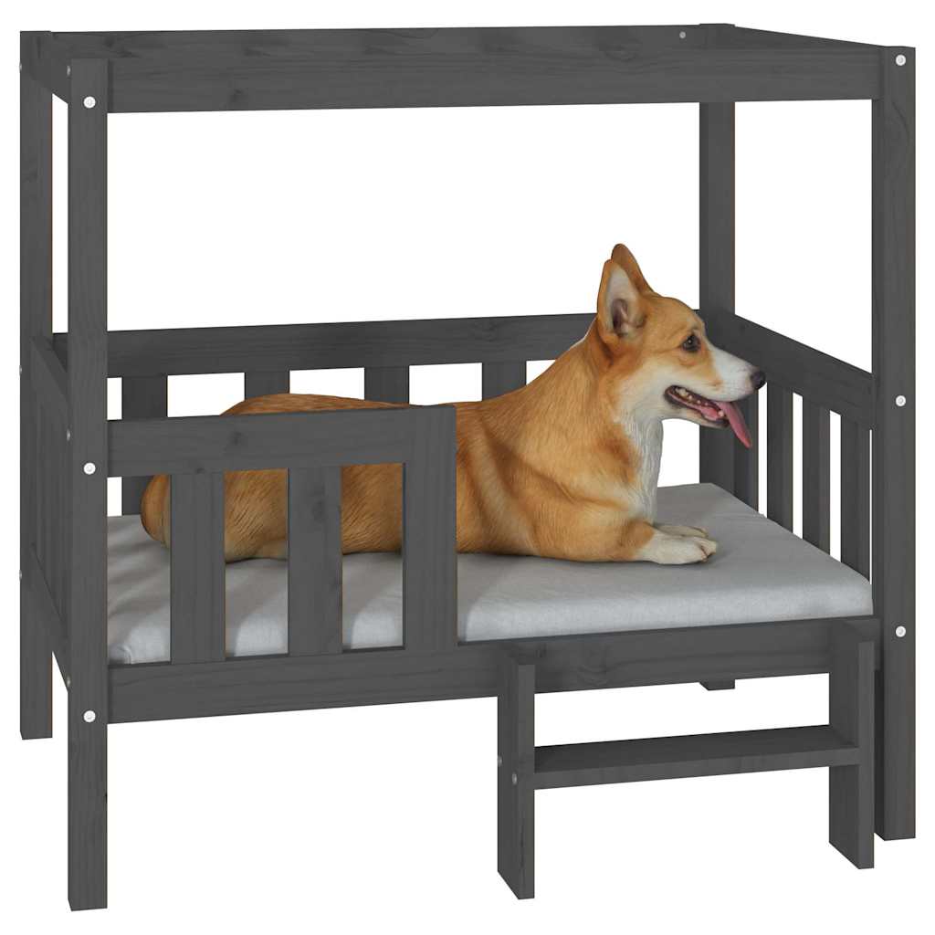 Dog Bed Grey 95,5x73,5x90 cm Solid Wood Pine
