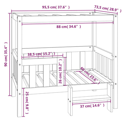 Dog Bed | Grey | Solid Pine Wood | Large | Durable | Dog Bed