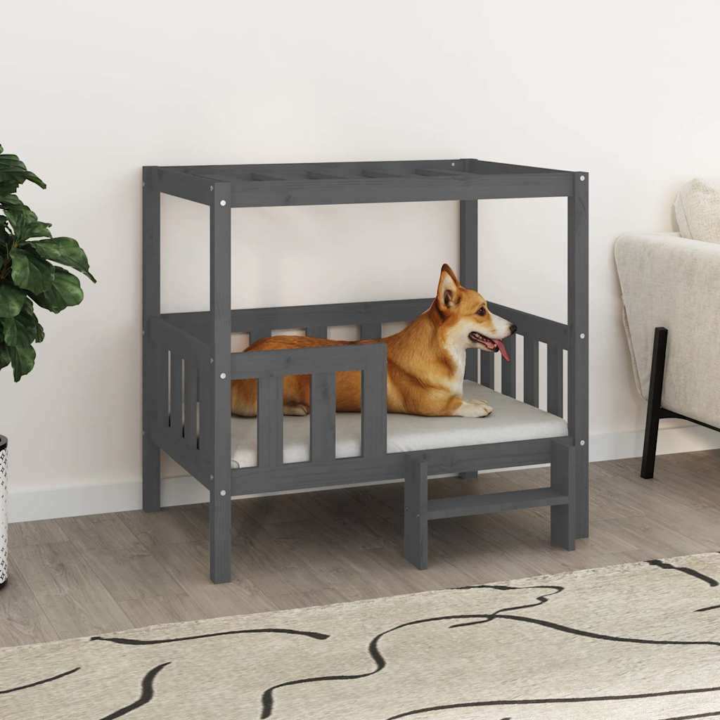 Dog Bed Grey 95,5x73,5x90 cm Solid Wood Pine