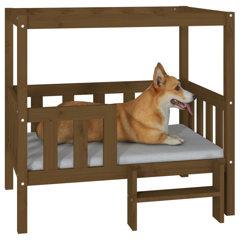 Dog Bed | Honey Brown | Solid Pine Wood | Medium | Durable | Dog Bed