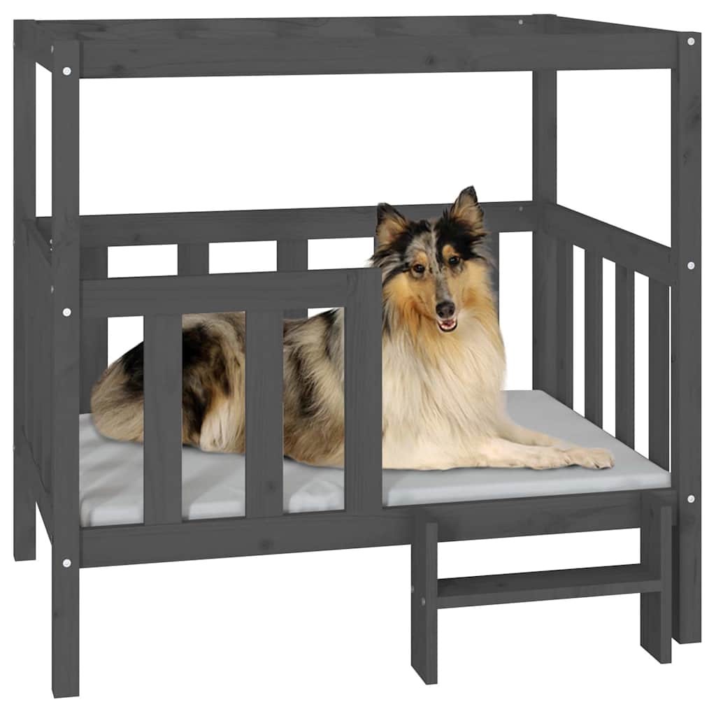 Dog Bed Grey 105,5 x 83,5 x 100 cm Solid Wood Pine