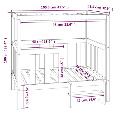 Dog Bed Grey 105,5 x 83,5 x 100 cm Solid Wood Pine