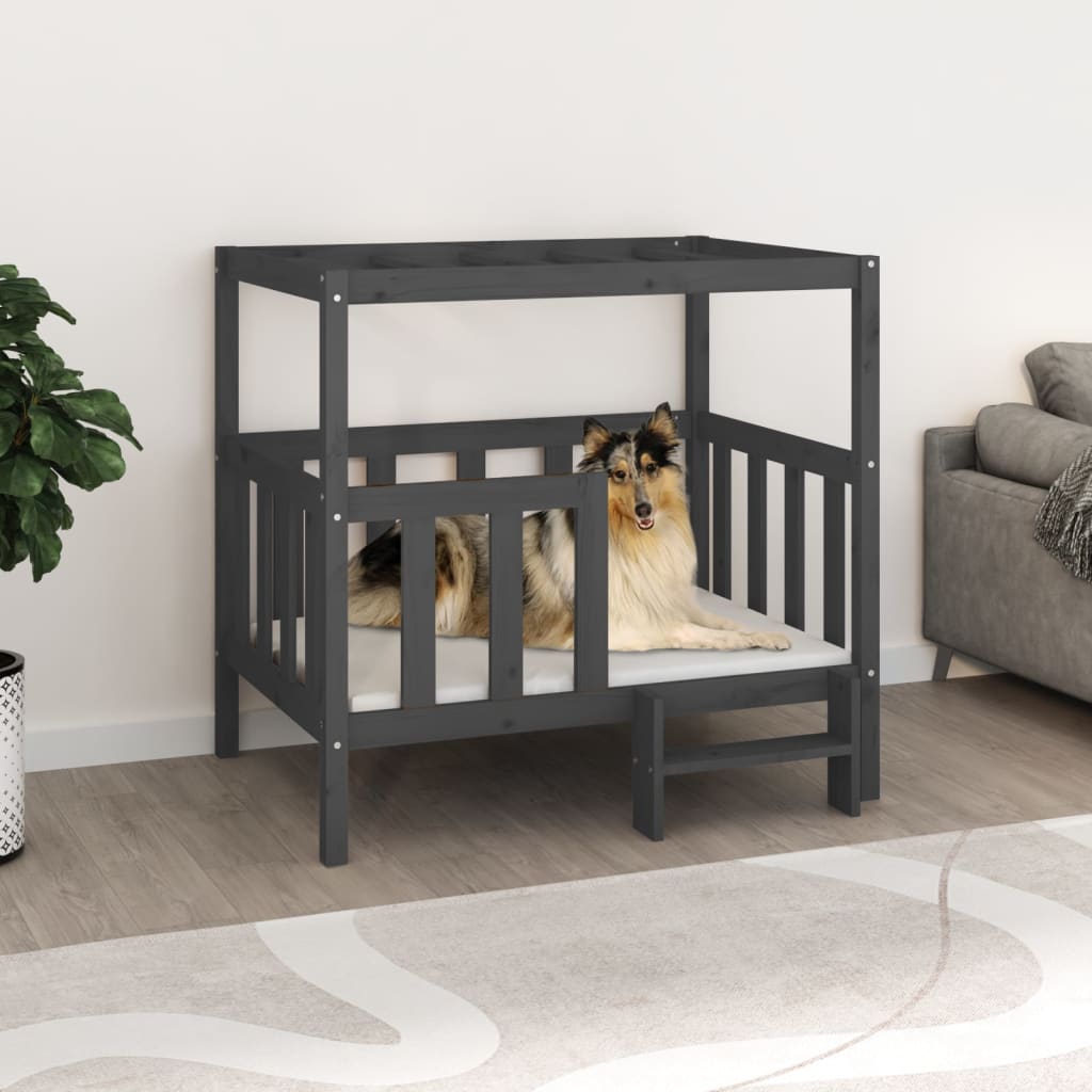 Dog Bed | Grey | Solid pine wood | Medium | Dog Bed | Rectangular
