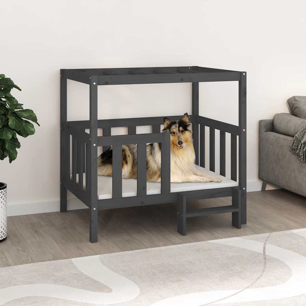 Dog Bed Grey 105,5 x 83,5 x 100 cm Solid Wood Pine