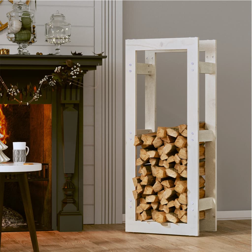 Firewood Rack White 41x25x100 cm Solid Wood Pine