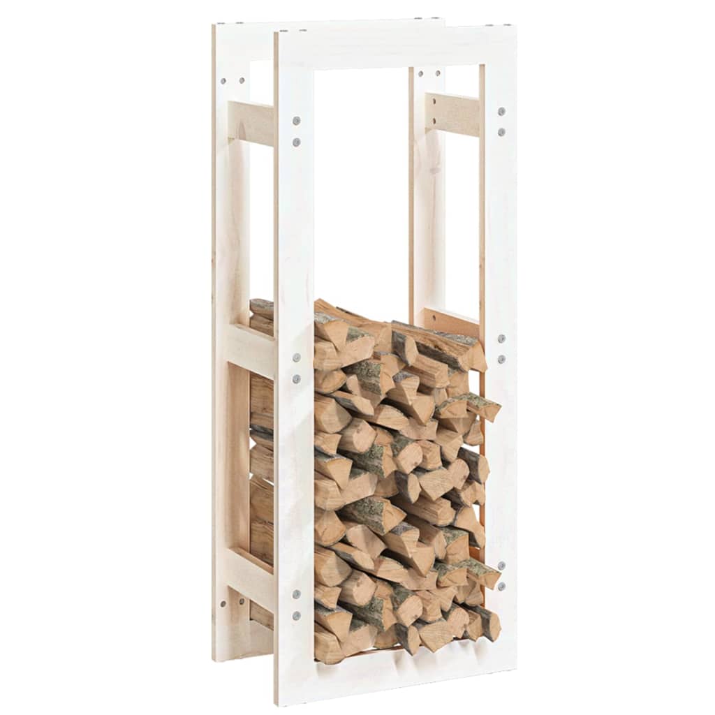 Firewood Rack White 41x25x100 cm Solid Wood Pine