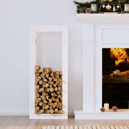 Firewood Rack White 41x25x100 cm Solid Wood Pine