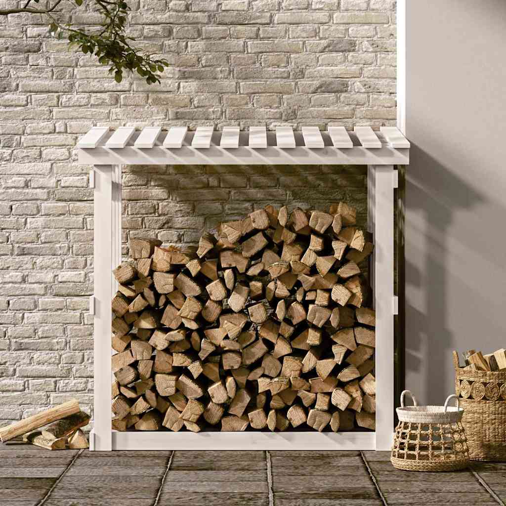 Firewood Rack White 108x64,5x109 cm Solid Wood Pine