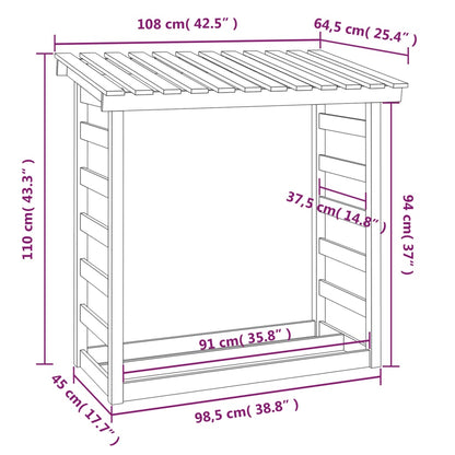 Firewood Rack White 108x64.5x110 cm Solid Wood Pine