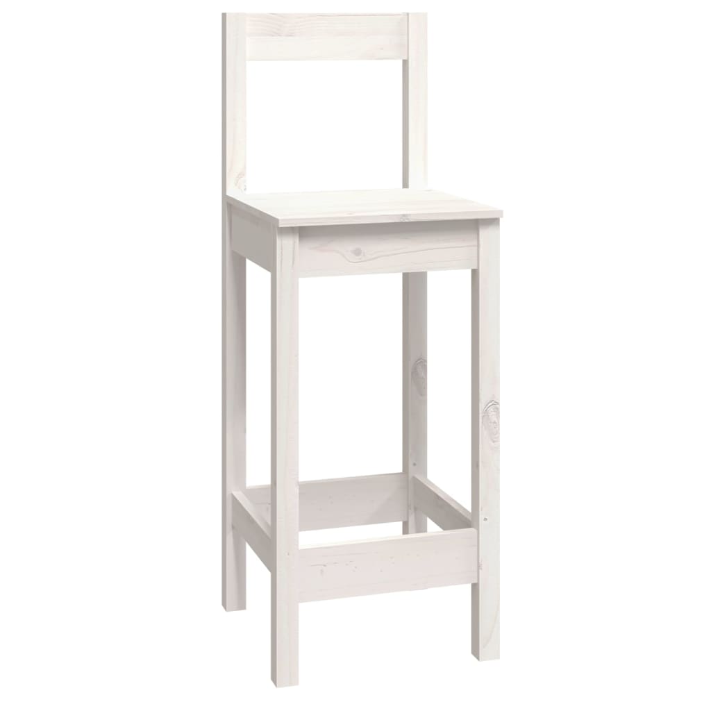 9 Piece Bar Set White Solid Wood Pine