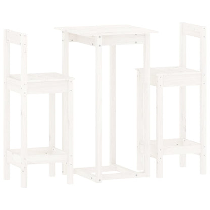 3 Piece Bar Set White Solid Wood Pine