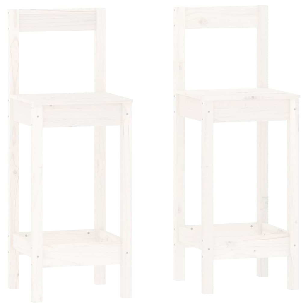 3 Piece Bar Set White Solid Wood Pine