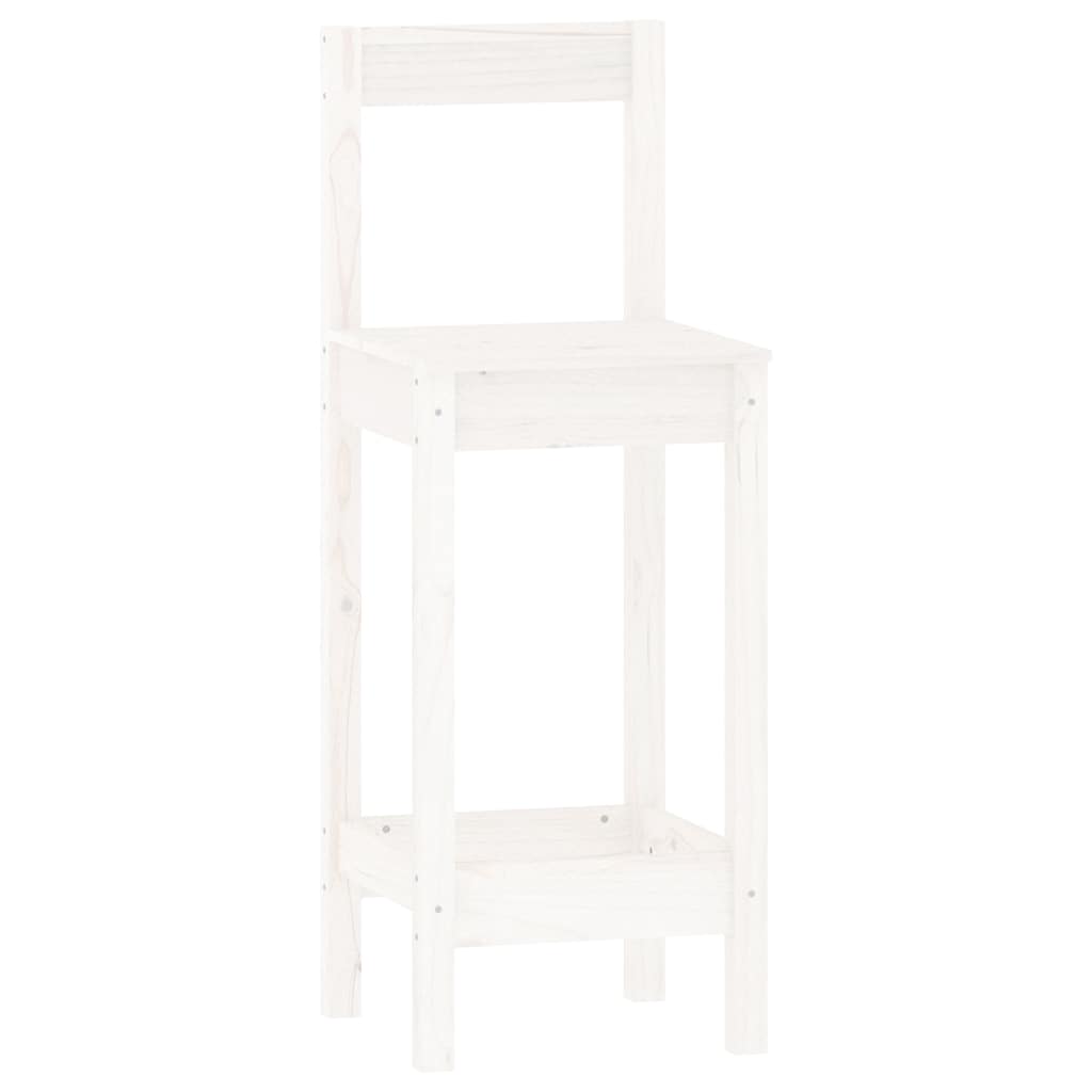 3 Piece Bar Set White Solid Wood Pine